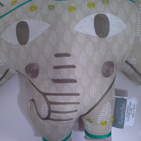 The Land of Nod elephant plush Beige Embroidered 2015 Gy Global Elephant - Picture 7 of 12